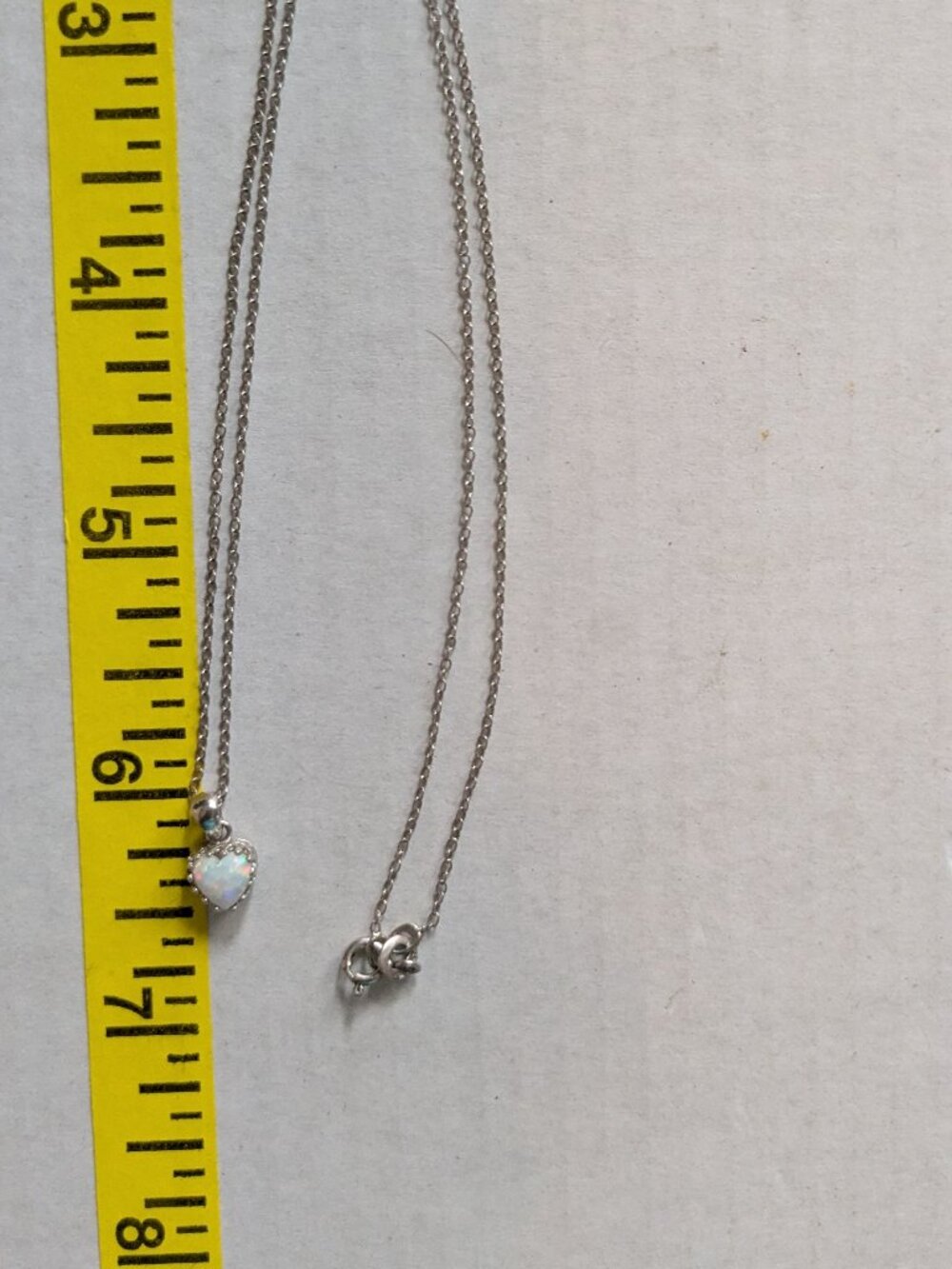 Dainty 925 Sterling Silver Small Heart Opal Pendant Necklace